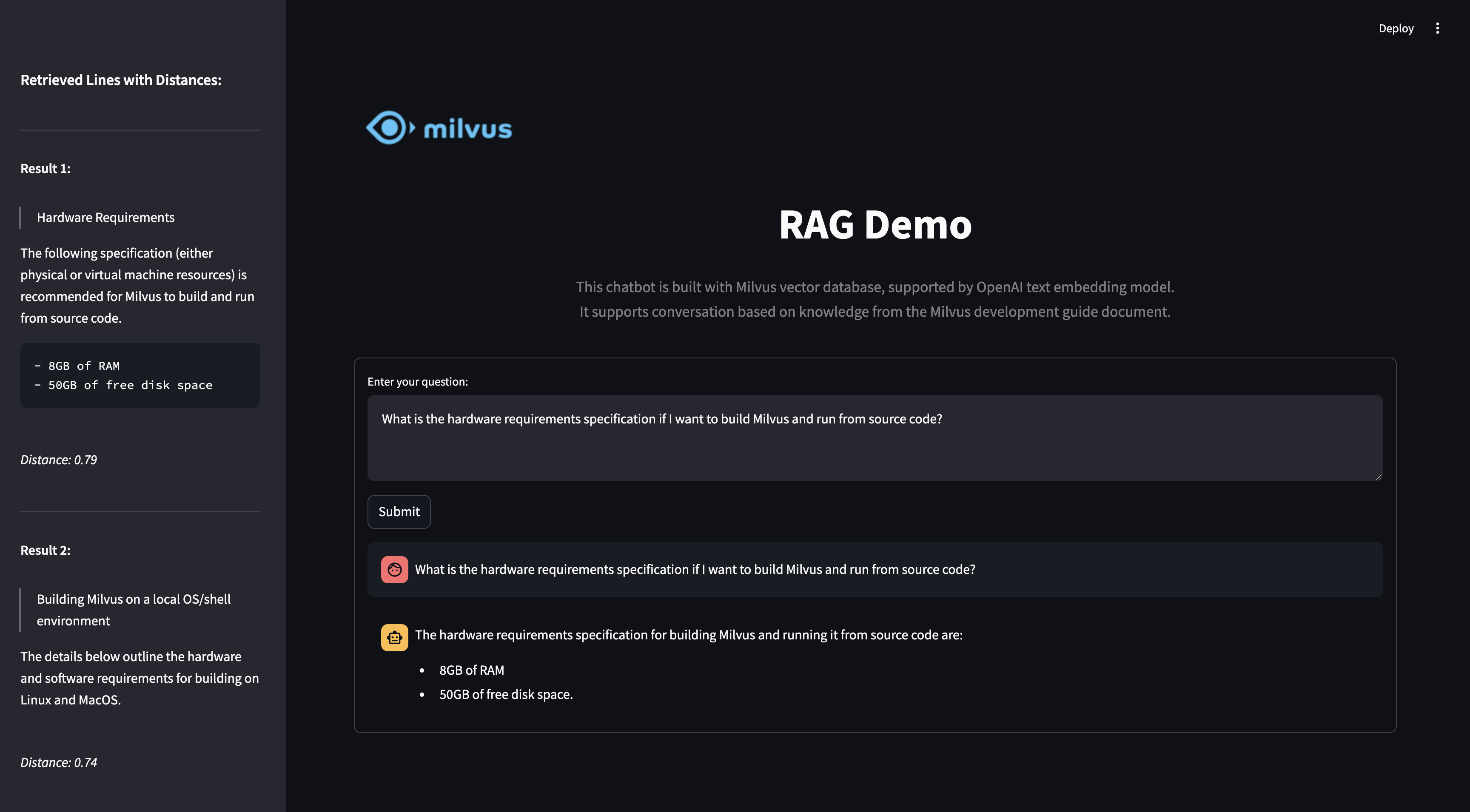 Milvus RAG 检索效果演示